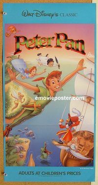 p764 PETER PAN Aust daybill R92 Walt Disney animated cartoon fantasy classic, great image!