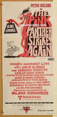 p772 PINK PANTHER STRIKES AGAIN Australian daybill movie poster '76 Sellers