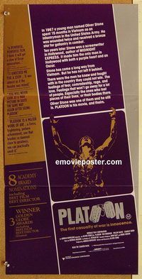 p781 PLATOON Australian daybill movie poster '86 Stone, Charlie Sheen