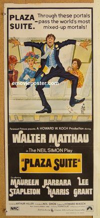 p784 PLAZA SUITE Australian daybill movie poster '71 Walter Matthau