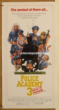 p786 POLICE ACADEMY 3 Australian daybill movie poster '86 Guttenberg, Smith