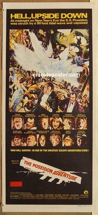 p795 POSEIDON ADVENTURE Australian daybill movie poster '72 Gene Hackman