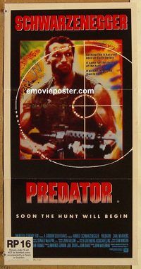 p797 PREDATOR Australian daybill movie poster '87 Arnold Schwarzenegger