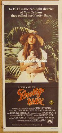 p799 PRETTY BABY Australian daybill movie poster '78 Shields, Sarandon