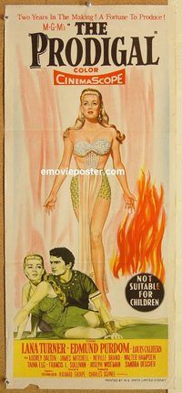 p803 PRODIGAL Australian daybill movie poster '55 sexy Lana Turner!
