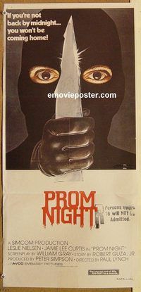 p805 PROM NIGHT Australian daybill movie poster '80 Jamie Lee Curtis