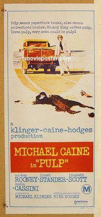 p812 PULP Australian daybill movie poster '72 Michael Caine, Mickey Rooney