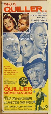 p815 QUILLER MEMORANDUM Australian daybill movie poster '67 George Segal