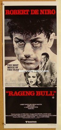 p818 RAGING BULL Australian daybill movie poster '80 Robert De Niro, Pesci