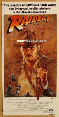 p819 RAIDERS OF THE LOST ARK Australian daybill movie poster '81 Harrison Ford
