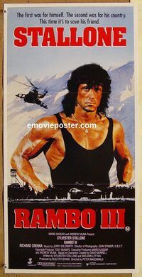 p823 RAMBO 3 Australian daybill movie poster '88 Sylvester Stallone
