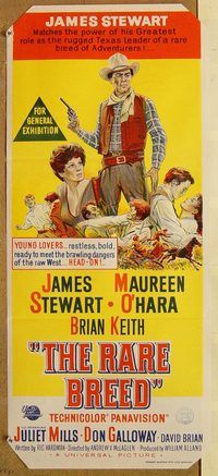 p826 RARE BREED Australian daybill movie poster '66 James Stewart, O'Hara