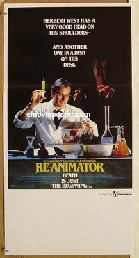 p828 RE-ANIMATOR Australian daybill movie poster '85 great horror image!