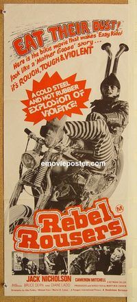 p831 REBEL ROUSERS Australian daybill movie poster '70 biker, Nicholson