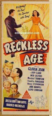 p832 RECKLESS AGE Australian daybill movie poster '44 Gloria Jean