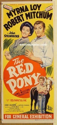 p835 RED PONY Australian daybill movie poster '49 Robert Mitchum, Myrna Loy