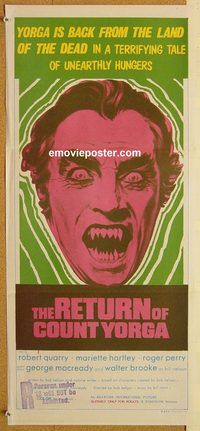 p838 RETURN OF COUNT YORGA Australian daybill movie poster '71 vampires!