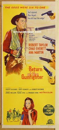 p841 RETURN OF THE GUNFIGHTER Australian daybill movie poster '67 Taylor