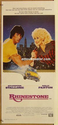 p847 RHINESTONE Australian daybill movie poster '84 Stallone, Dolly Parton