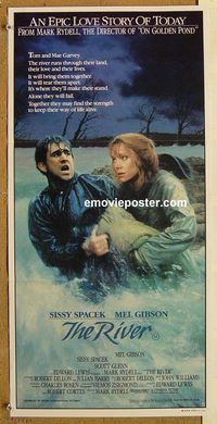 p854 RIVER Australian daybill movie poster '84 Mel Gibson, Sissy Spacek