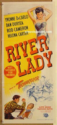 p855 RIVER LADY Australian daybill movie poster '48 Yvonne De Carlo, Duryea