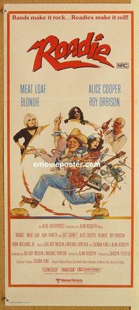 p856 ROADIE Australian daybill movie poster '80 Meat Loaf, Alice Cooper
