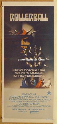 p866 ROLLERBALL Australian daybill movie poster '75 Caan, Bob Peak art!