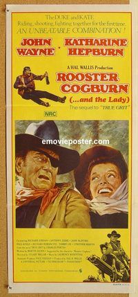 p871 ROOSTER COGBURN Australian daybill movie poster '75 John Wayne, Hepburn