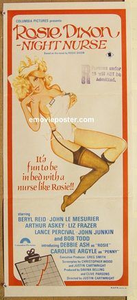 p876 ROSIE DIXON NIGHT NURSE Australian daybill movie poster '78 sexy!