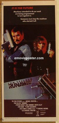 p878 RUNAWAY Australian daybill movie poster '84 Tom Selleck, Simmons