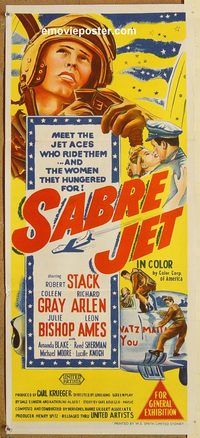 p880 SABRE JET Australian daybill movie poster '53 Korean War, Robert Stack