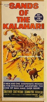 p883 SANDS OF THE KALAHARI Australian daybill movie poster '65 Africa!
