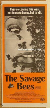 p888 SAVAGE BEES Australian daybill movie poster '76 wild horror image!
