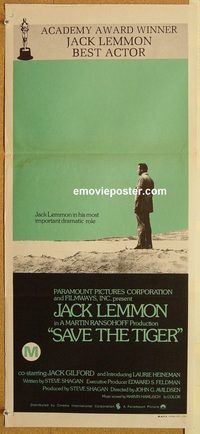 p889 SAVE THE TIGER Australian daybill movie poster '73 Jack Lemmon