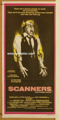 p890 SCANNERS Australian daybill movie poster '81 David Cronenberg sci-fi!