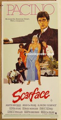 p891 SCARFACE Australian daybill movie poster '83 Pacino, De Palma, Stone