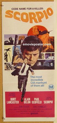 p892 SCORPIO Australian daybill movie poster '73 Burt Lancaster, Delon