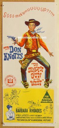 p906 SHAKIEST GUN IN THE WEST Australian daybill movie poster '68 Don Knotts