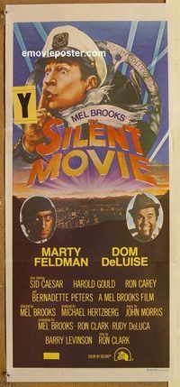 p916 SILENT MOVIE Australian daybill movie poster '76 Mel Brooks, comedy!