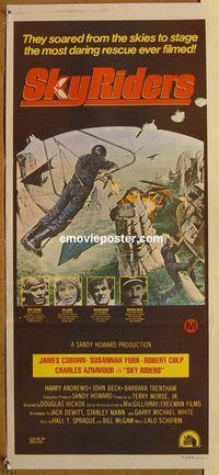 p926 SKYRIDERS Australian daybill movie poster '76 James Coburn, York