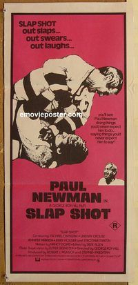 p928 SLAP SHOT Australian daybill movie poster '77 Paul Newman, hockey