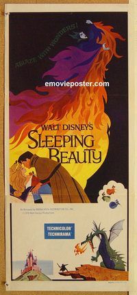 p932 SLEEPING BEAUTY Aust daybill R1970s Walt Disney cartoon fairy tale fantasy classic!
