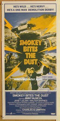 p938 SMOKEY BITES THE DUST Australian daybill movie poster '81 Jimmy McNicol