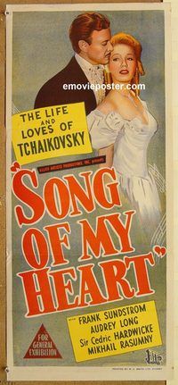 p956 SONG OF MY HEART Australian daybill movie poster '47 Tchaikovsky!