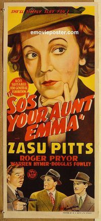 p959 SO'S YOUR AUNT EMMA Australian daybill movie poster '42 Zasu Pitts