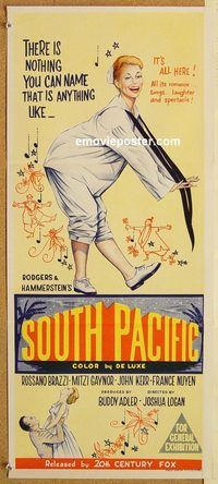 p962 SOUTH PACIFIC Australian daybill movie poster '59 Rossano Brazzi