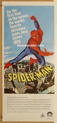 p964 SPIDERMAN Australian daybill movie poster '77 Marvel Comic!