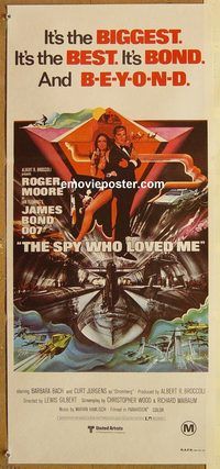 p969 SPY WHO LOVED ME Australian daybill movie poster '77 Bob Peak art!