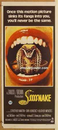 p972 SSSSSSS Australian daybill movie poster '73 Strother Martin, horror!
