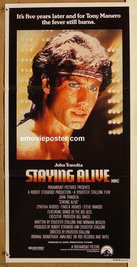 p987 STAYING ALIVE Australian daybill movie poster '83 John Travolta